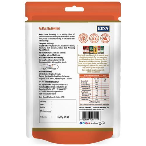 Keya Pasta Seasoning - Italian Flavour, 15 g (5 Sachet x 3 g each)-2.webp